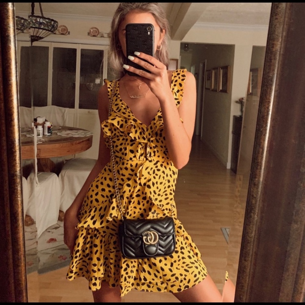 Yellow and Black Spotted Dress